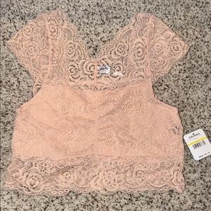 Free People Ballet Lace Top in Soft Pink